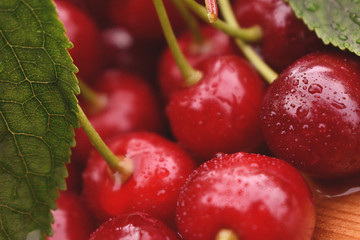 cherry on a black background, healthy food