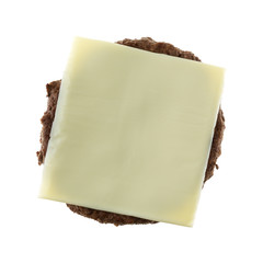 Fried all beef lean hamburger patty with a slice of cheese