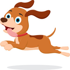 Happy dog cartoon, isolated on white background