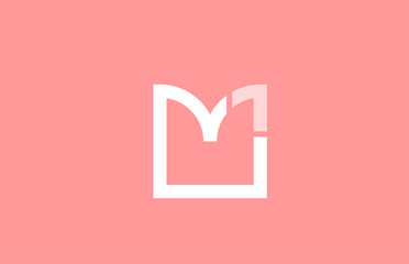 pink white alphabet letter m for logo icon design