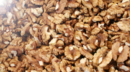 Walnuts. Raw nuts pattern. Kernel.