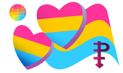 Pansexuality symbols and colors, LGBT concept.
