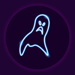 Candy neon icon. Halloween neon sign. Holiday concept. Vector illustration.