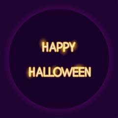 Fototapeta na wymiar Greeting happy halloween text neon icon. Halloween neon sign. Holiday concept. Vector illustration.