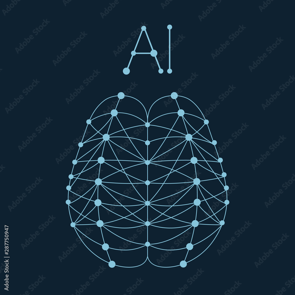 Poster Artificial brain formed by ai neural network.