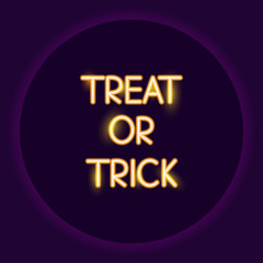 Fototapeta na wymiar Greeting halloween treat or trick text neon icon. Halloween neon sign. Holiday concept. Vector illustration.