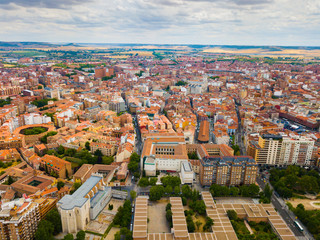 Aerial view of Valladolid cityscape with a modern apartment buildings - obrazy, fototapety, plakaty