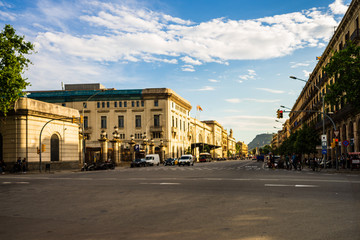 Barcelona, Spain – 2019. Blurred photo of people crossing the street on a busy afternoon in downtown Barcelona.