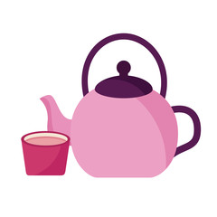 Isolated tea kettle and glass vector design