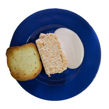 Top view of Asturian scorpionfish cake