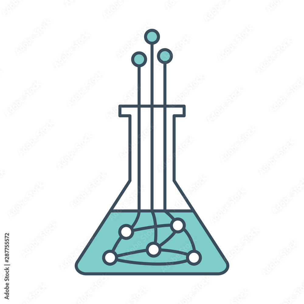 Fototapete flask icon with ai neural network inside