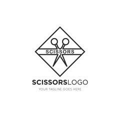 scissors logo and icon vector illustration design template