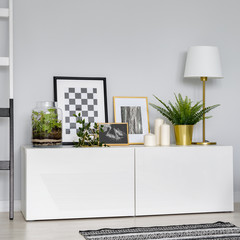 Simple, white sideboard