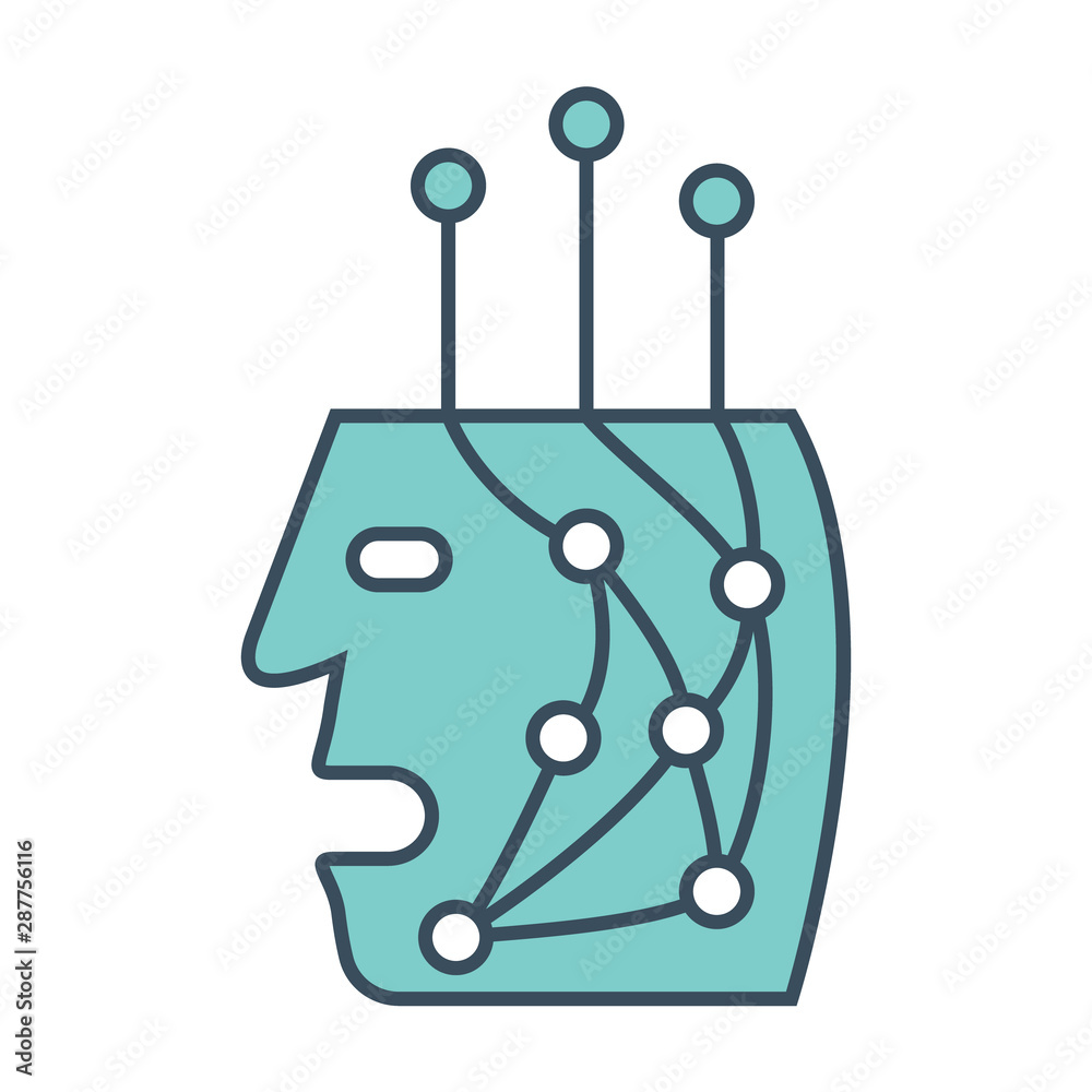 Poster Bot head icon with neural network inside