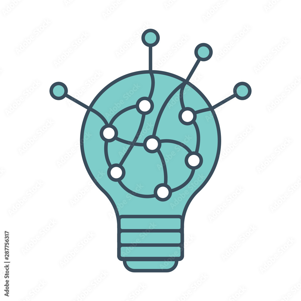 Poster Lamp icon with ai neural network inside