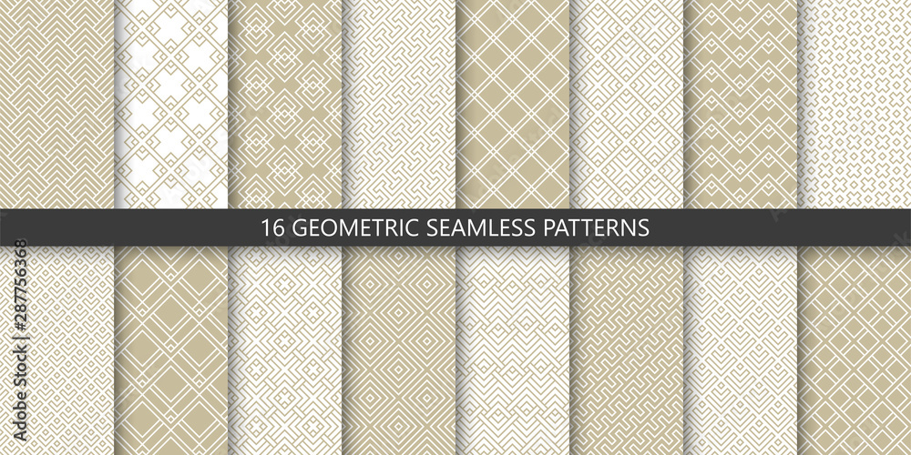 Aufkleber Vector set of linear ornamental seamless patterns. Collection of geometric luxury modern patterns. Patterns added to the swatch panel.