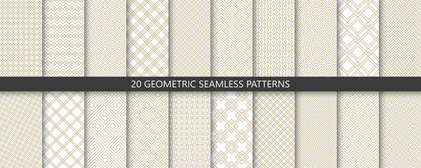 Big set of 20 vector geometric seamless patterns. Collection of linear modern patterns. Patterns added to the swatch panel. - 287756397