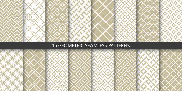 Vector set of linear ornamental seamless patterns. Collection of geometric luxury modern patterns. Patterns added to the swatch panel.