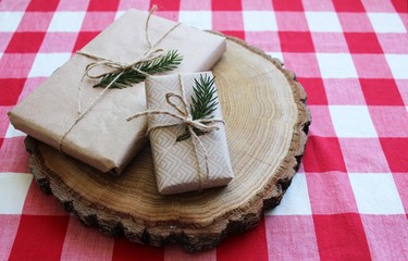Christmas background craft paper presents