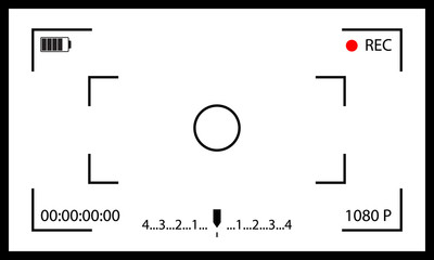 Camera frame. Interface viewfinder. Screen of video recorder digital display. 