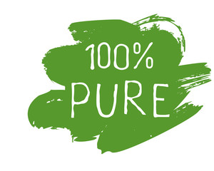 100 Pure label and high quality product badges. Bio healthy Eco food organic, bio and natural product icon. Emblems for cafe, packaging etc. Vector