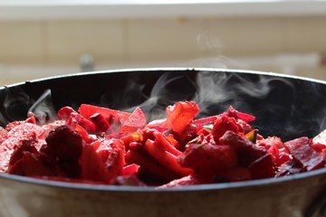 Tasty rice with vegetables in a pan