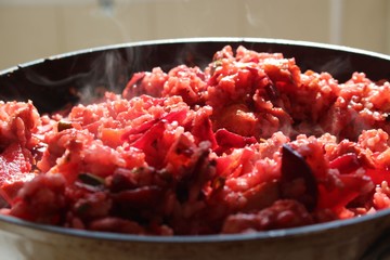 Tasty rice with vegetables in a pan