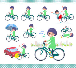 flat type Green clothes Glasses girl_city cycle