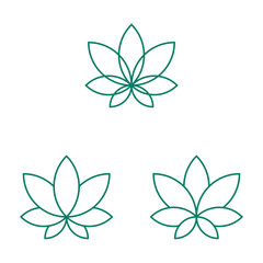 Cannabis leaf linear icons set on white background