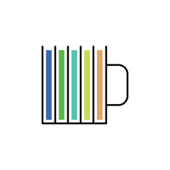 Cup with multicolored stripes icon in a linear style on a white background.