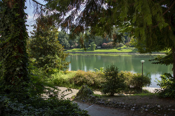 The river Po in Turin, Italy, seen from the Valentino park.