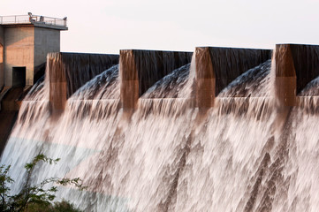 Midmar Dam wall, overflowing, Kwa-Zulu Natal, South Africa