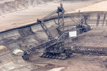 Bucket-wheel excavator in a lignite mine