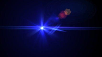 Bright blue light lense flare