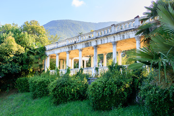 Fototapeta premium beautiful view of the old architecture near the mountains.