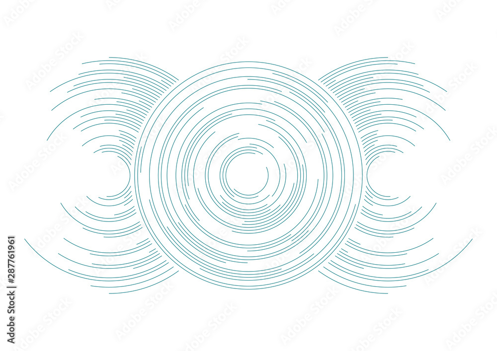 Poster Blue circular lines abstract futuristic technology background. Vector minimal design