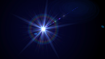 Bright blue light lense flare