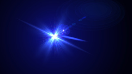 Bright blue light lense flare