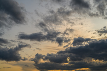 Dramatic sky with clouds. Nature background.