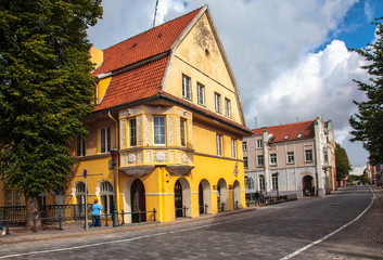 Fototapeta na wymiar Houses in old town of Klaipeda,Lithuania