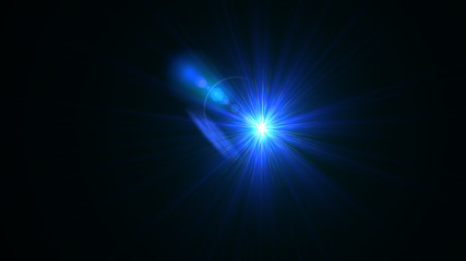 Bright blue light lense flare