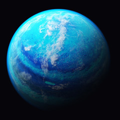 Obraz na płótnie Canvas Highly detailed planet on isolated black background, 3D illustration. 