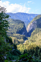 view of the beautiful mountains sky and gorge.