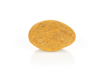 One whole sweet brown chocolate cinnamon almond isolated on white background