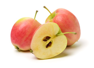 Red apples isolated on white background