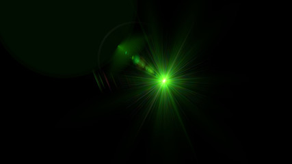 Bright green light lense flare