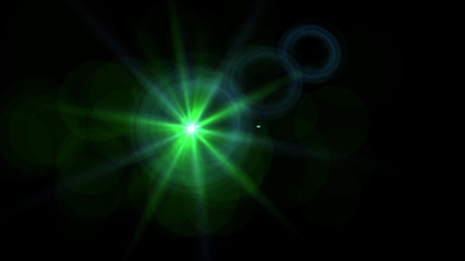 Bright green light lense flare