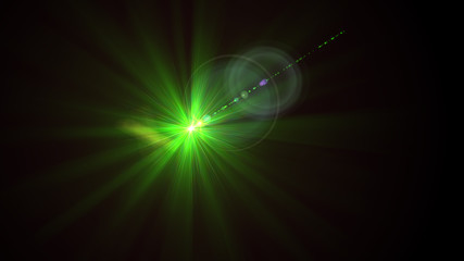 Bright green light lense flare