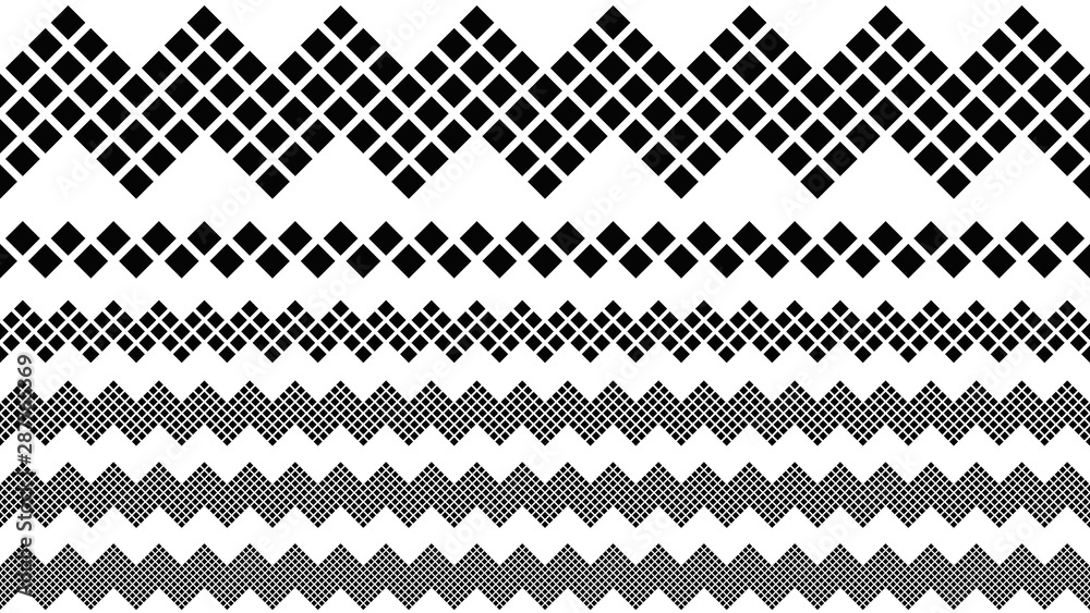 Poster geometrical square pattern page divider line set - abstract black and white vector graphic design el