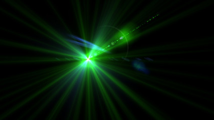 Bright green light lense flare